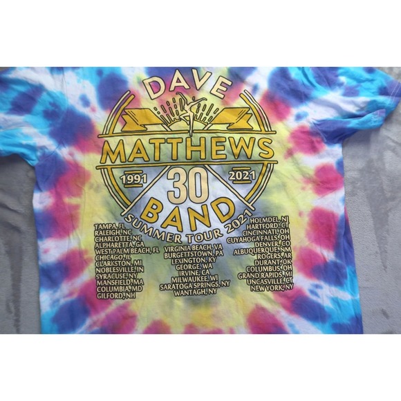 Dave Matthews Band 2021 Summer Tour 30th Anniv. Tie Dye Shirt Men's M Pin Hole - Picture 7 of 10